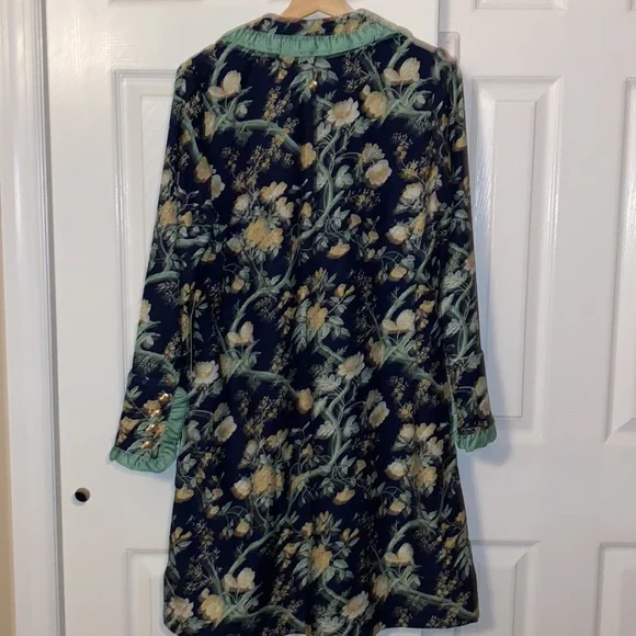 Tuckernuck Night Bloom Twiggy Dress With Green Trim And Gold Buttons - Picture 7 of 9